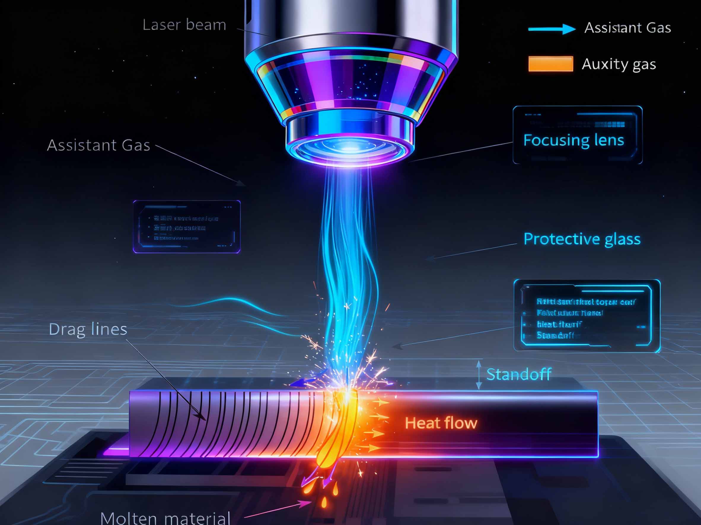 激光板材切割工作原理示意图